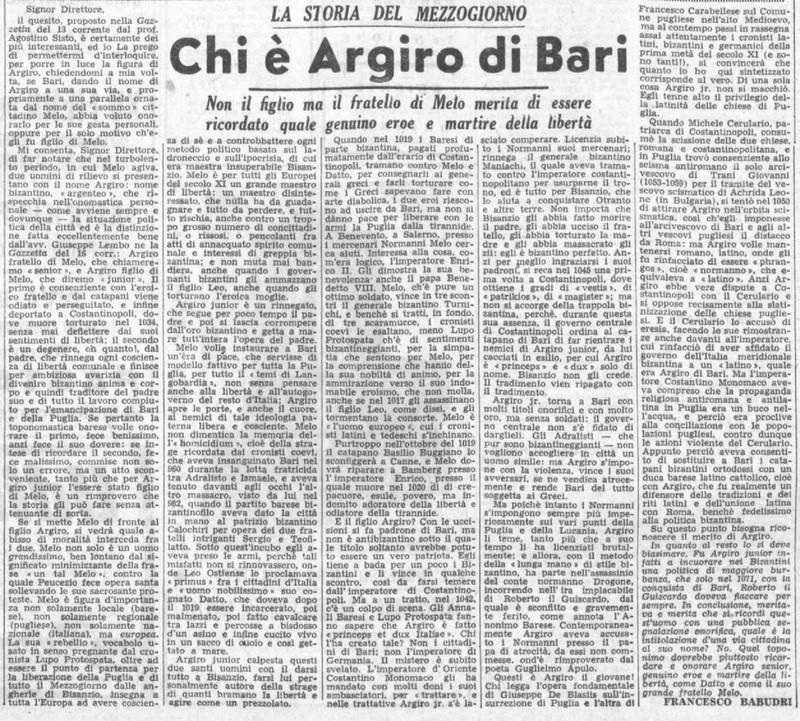 Babudri Francesco (1951) Chi è argiro di Bari (La Gazzetta del Mezzogiorno, 18 settembre 1951, p. 3).jpg