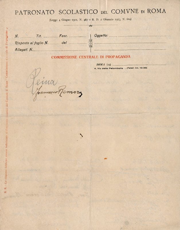 (1923) Lettera manoscritta di una mozione della Federazione dei Patronati scolastici (Verso).jpg