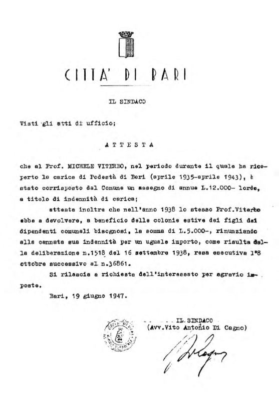 Attestato di servizio rilasciato dal Comune di Bari per la carica di Potdestà (aprile 1935 - aprile 1943) (br).pdf