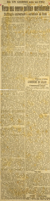 MV (1917) Verso una nuova politica meridionale, Suffragio universale e Scrutinio di lista (Giornale d'Italia, 18 agosto 1917, p. 2).JPG