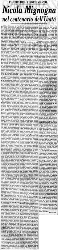 VM(1960) Nicola Mignogna nel centenario dell'Unità (La Gazzetta del Mezzogiorno, 8 novembre 1960, p. 2).jpg