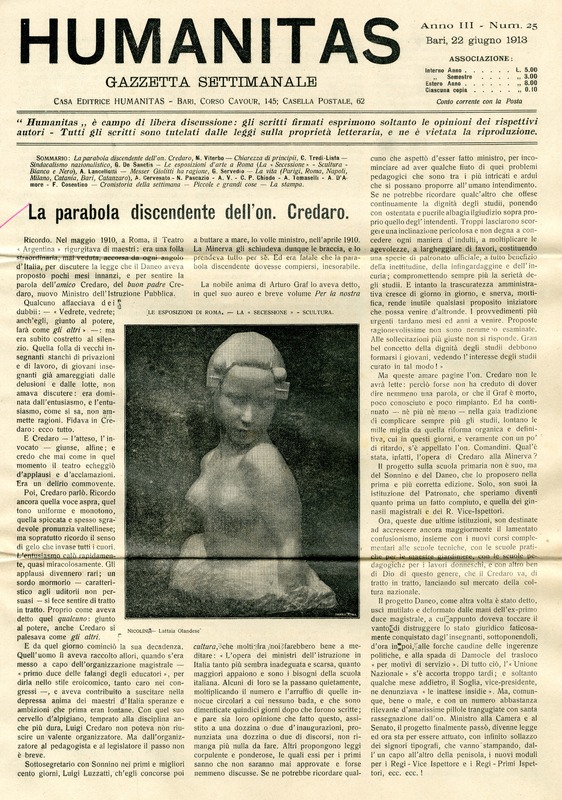Michele Viterbo (1913) - La parabola discendente dell'on. Credaro (Humanitas - 22 giugno 1913, p.163-164)_Pagina_1.jpg