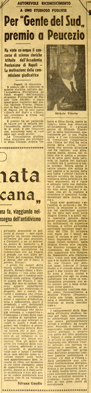 (1964) Per “Gente del Sud” premio a Peucezio, Autorevole riconoscimento a uno studioso pugliese.JPG