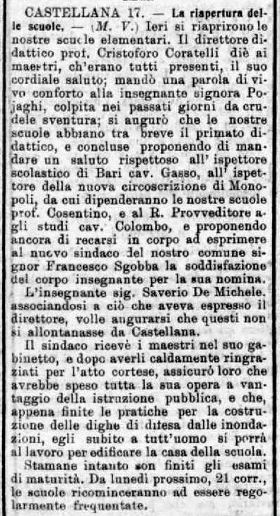 MV (1907), La riapertura delle scuole (Corriere delle Puglie, 19 ottobre 1907, p. 2).jpg
