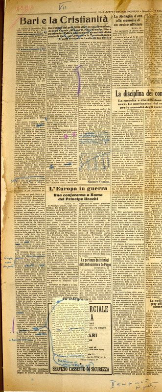 MV (1943), Bari e la cristianità, La Gazzetta del Mezzogiorno, 17 febbraio 1943, p. 3.JPG