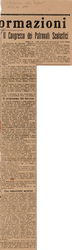 (1923) Il Congresso dei Patronati Scolastici (Corriere delle Puglie, 21 dicembre 1923).jpg