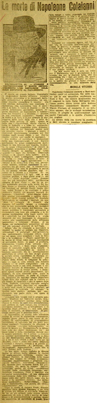 MV (1921), La morte di Napoleone Colaianni, Corriere delle Puglie, 03 settembre 1921.JPG