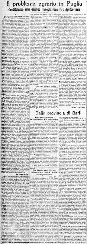 MV (1917) Il problema agrario in Puglia, Costituiamo una grande Associazione Pro-Agricoltura (Corriere delle Puglie, 1 febbraio 1917, p. 4).jpeg