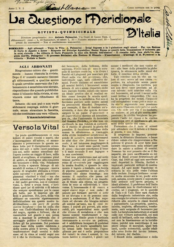 (1909) Puglia Giovane (La Questione Meridionale D'Italia, p. 1).jpg
