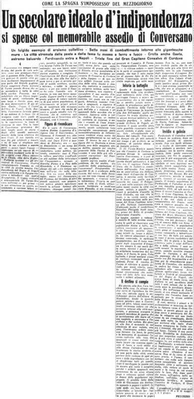 Viterbo Michele (1953) Un secolare ideale d'indipendenza si spense col memorabile assedio di Conversano (La Gazzetta del Mezzogiorno, 10 giugno 1953, p. 3).jpg