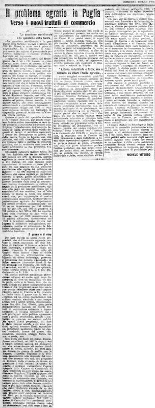 MV (1917) il problema agrario in Puglia, Verso i nuovi trattati di commercio (Corriere delle Puglie, 30 gennaio 1917, p. 4).jpeg