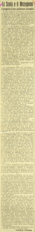 MV (1912) La Scuola e il Mezzogiorno, A proposito di una conferenza Salvemini (Giornale d'Italia, p. 4).JPG