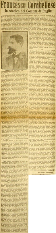 MV (1925), Francesco Carabellese, lo storico dei comuni di Puglia, La Gazzetta di Puglia, 11 marzo 1925, p. 3.JPG