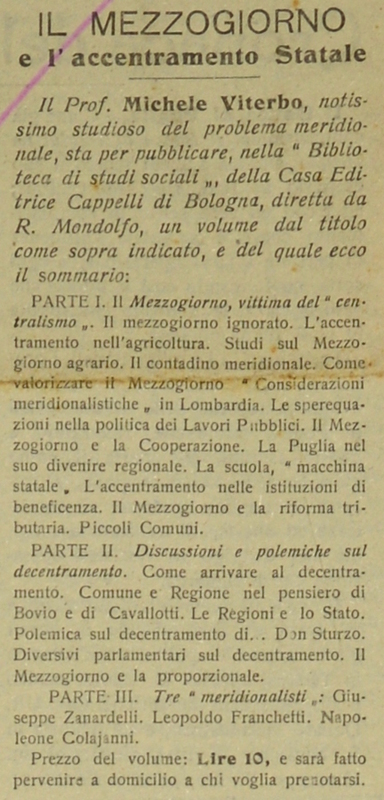 (1923), Il Mezzogiorno e la accentramento statale [Recensione].JPG
