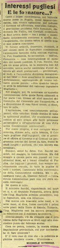 MV (1912) Interessi pugliesi, E le fognature... (Giornale d'Italia - 8 novembre 1912 - p. 4).JPG