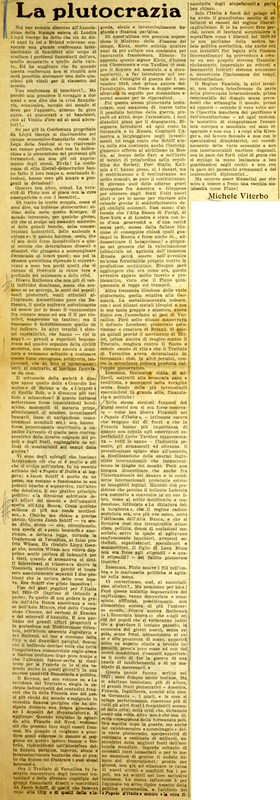 MV (1932), La plutocrazia, La Gazzetta del Mezzogiorno, 11 maggio 1932, p. 1.JPG