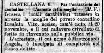 MV (1907), Per l'assassinio del contadino - L'arresto della moglie (Corriere delle Puglie, 12 dicembre 1907, p. 2).jpg