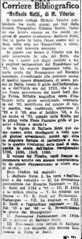 OG (1915) Raffaele Netti di M. Viterbo, Corriere bibliografico (Corriere delle Puglie, 27 gennaio 1915, p. 3).jpg