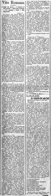 MV (1909), L'uomo del giorno - Il mistero di via Frattina - Roma che si diverte - Fra applausi e fischi - Alle capannelle (Corriere delle Puglie, 29 marzo 1909, p. 1).jpg