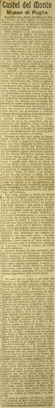 MV (1927), Castel del Monte, Museo di Puglia, La Gazzetta di Puglia, 10 agosto 1927, p. 1-2.JPG