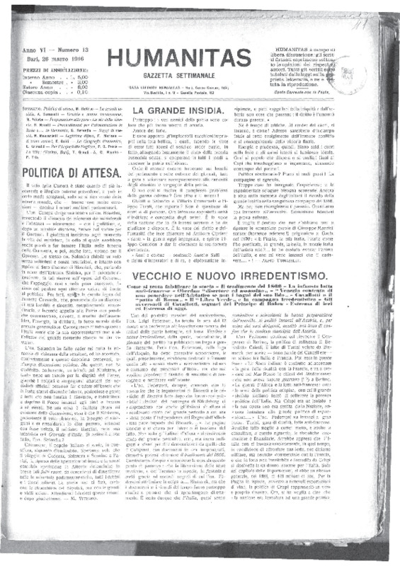 VM (1916), Vecchio e nuovo irridentismo (Humanitas, A. 6, n. 13, 26 marzo 1916, p. 97-99).pdf