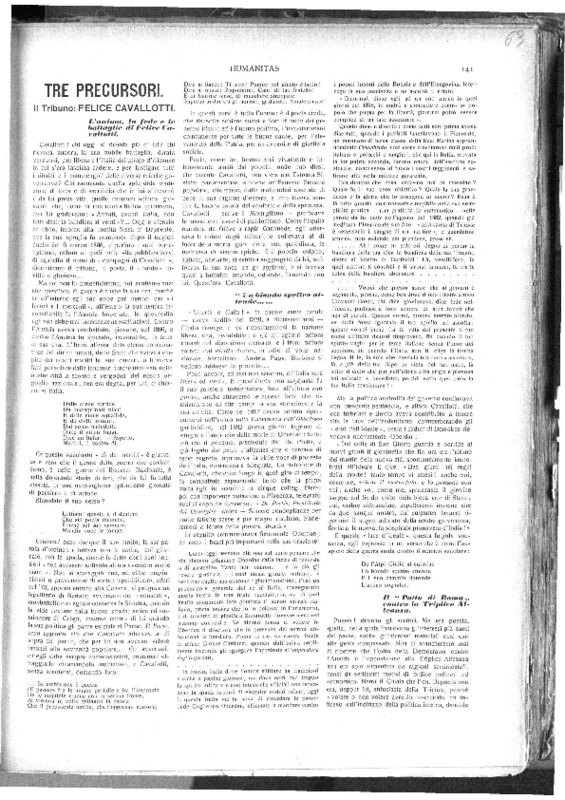 VM(1916), Tre precursori - Il tribuno Felice Cavallotti (Humanitas, 30 aprile 1916, p. 141-142).pdf