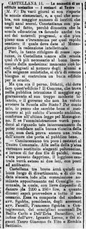 MV (1906), La necessità di un edificio scolastico - I restauri del teatro (Corriere delle Puglie, 15 novembre 1906, p. 2).jpg