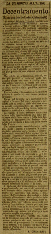 Chimienti P. (1919), Decentramento, una pagina del min. Chimienti.JPG