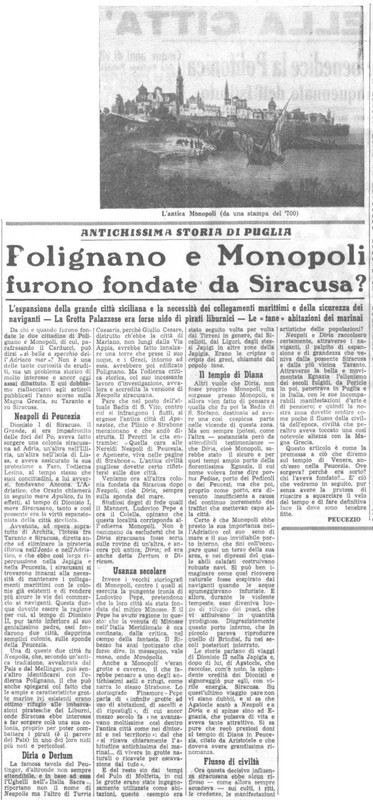 Viterbo Michele (1951) Polignano e Monopoli furono fondate da Siracusa? (La Gazzetta del Mezzogiorno, 14 agosto 1951, p. 3).jpg