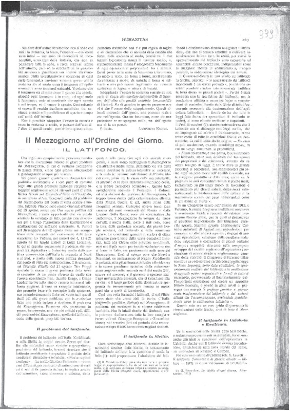 Colella Giovanni (1917), Il Mezzogiorno all'ordine del giorno, Il latifondo (Humanitas, A. 7, n. 34, 26 agosto 1917, p. 269-270).pdf