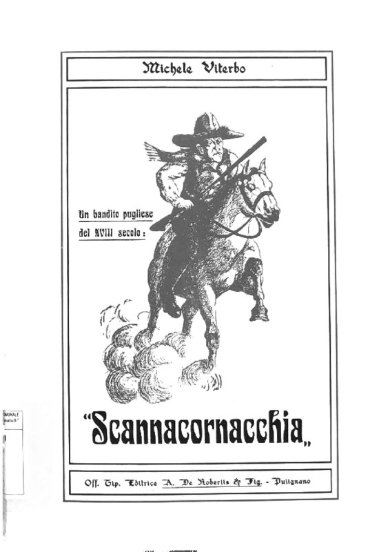 MV (1915), Scannacornacchia, Un bandito pugliese del 18. secolo) (Putignano, Off. Tip. A. De Robertis & Fig., 1915).pdf
