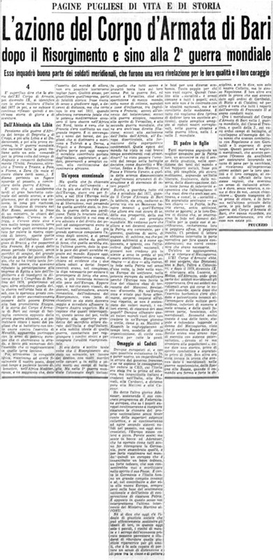 VM(1956) L'azione del corpo d'armata di Bari dopo il Risorgimento e sino alla 2. guerra mondiale 4 (La Gazzetta del Mezzogiorno, 28 novembre 1956, p. 3).jpg