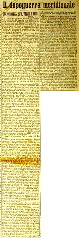 (1925), Il dopoguerra meridionale, Una conferenza di M. Viterbo a Ruvo, La Gazzetta di Puglia, 12 giugno 1925, p. 3.JPG