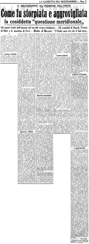 Viterbo Michele (1953) Come fu storpiata e aggrovigliata la cosiddetta questione meridionale (La Gazzetta del Mezzogiorno, 16 ottobre 1953, p. 3).jpg