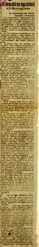 MV (1920), La riforma delle due leggi elettorali e il Mezzogiorno, Giornale delle Puglie, 17-18 giugno 1920, p. 1-2.JPG