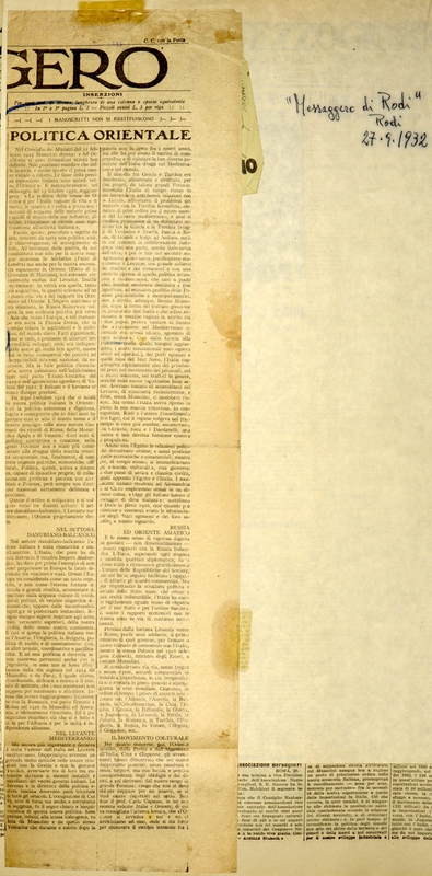 MV (1932), Politica orientale, Messaggero di Rodi, 27 settembre 1932, p. 1-2.JPG