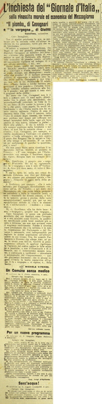 MV (1911) L'inchiesta del Giornale d'Italia sulla rinascita morale ed economica del Mezzogiorno (Giornale d'Italia p. 1).JPG