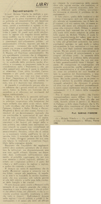 Fiorese Sabino (1920), Decentramento.JPG