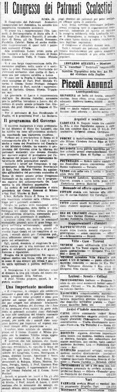 (1922) Il Congresso dei Patronati Scolastici (Corriere delle Puglie, 21 novembre 1922, p. 8).jpeg