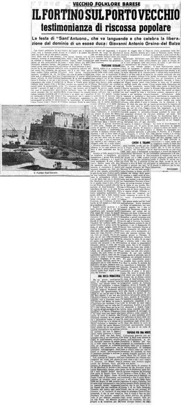 VM(1955) Il Fortino sul porto vecchio testimonanza di riscossa popolare (La Gazzetta del Mezzogiorno, 22 gennaio 1955, p. 3).jpg