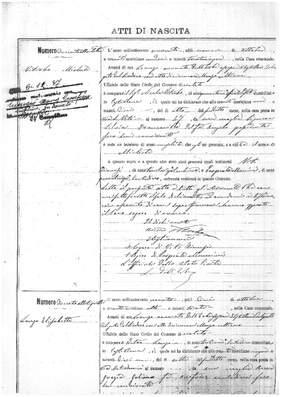 Comune di Castellana, Atto di nascita e Foglio matricolare di Michele Viterbo.pdf