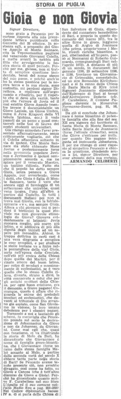 Celiberti Armando (1951) Gioia e non Giovia (La Gazzetta del Mezzogiorno, 6 novembre 1951, p. 3) [Vit-Cilib].jpg