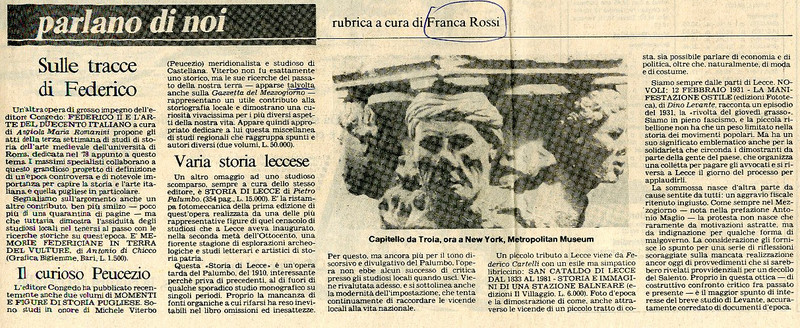Franca Rossi (a cura di) (1981) - Il curioso Peucezio (La Gazzetta del Mezzogiorno - 5 novembre 1981, p. 3).jpg