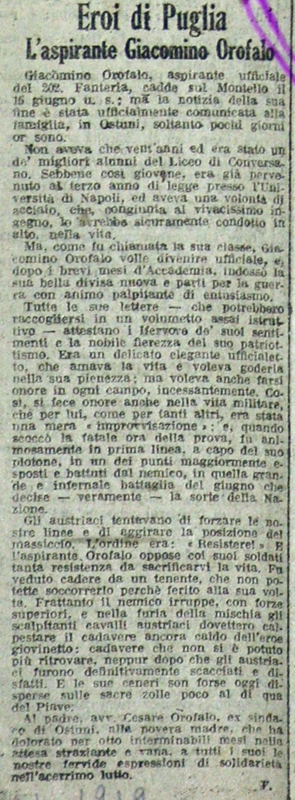 V (1919), Eroi di Puglia, L'aspirante Giacomino Orofalo (Giornale d'Italia, 7 aprile 1919, p. 2).JPG