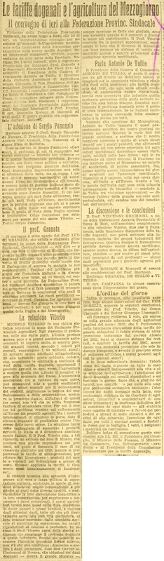 (1923) Le tariffe doganali e l’agricoltura del Mezzogiorno, La Gazzetta di Puglia, 15 maggio 1923.JPG