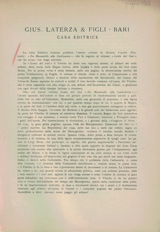 (1962) Presentazione editoriale dell'opera Gente del Sud. Da Masaniello alla carboneria (Editori laterza)_Pagina_1.jpg
