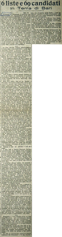Froment (1919), 6 liste e 69 candidati in Terra di Bari, Nord e Sud nel movimento cooperativo (Il Tempo, 22 ottobre 1919, p. 4).JPG