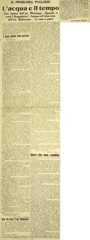 MV (1912), L’acqua e il tempo, Il problema pugliese, Giornale d'Italia, 10 giugno 1912, p. 4.JPG