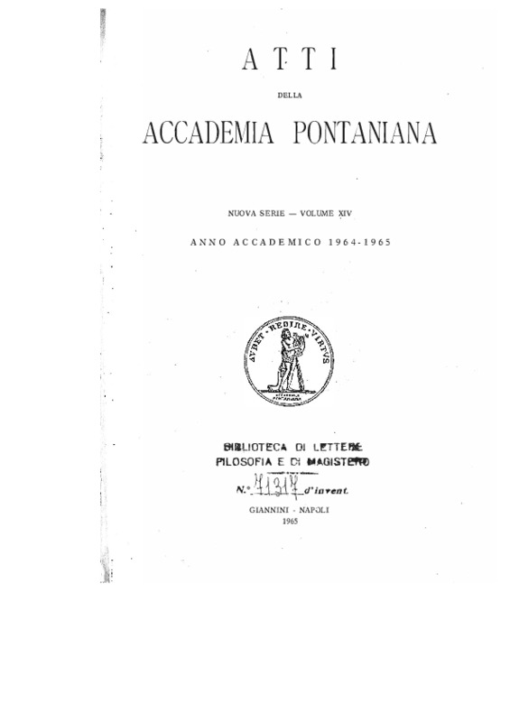 Accademia Pontaniana (1965) Processi verbali dal 26 novembre 1964 al 24 giugno 1965 (Atti della Accademia Pontaniana, N.S., Vol. 14, 1964-1965, p. 292-310).pdf