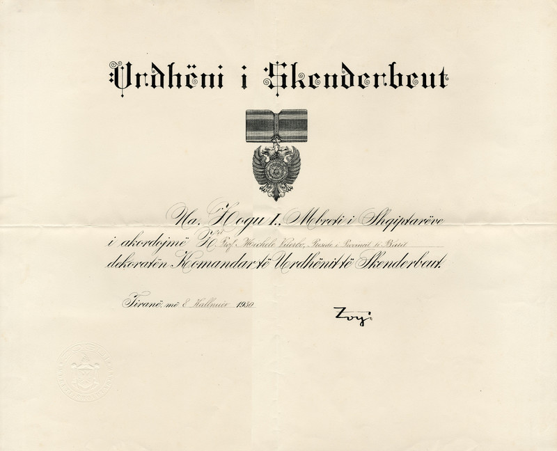 (1930) Diploma dell'Ordine di Skanderberg.jpg